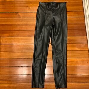Women’s ZARA Faux Vegan Leather Moto Pants, size zip, zippers at ankles Sz M